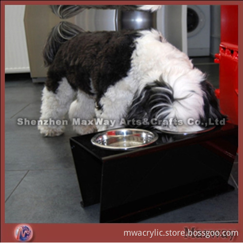 Black Tall Well Polished Acrylic Pet Bowl Holder